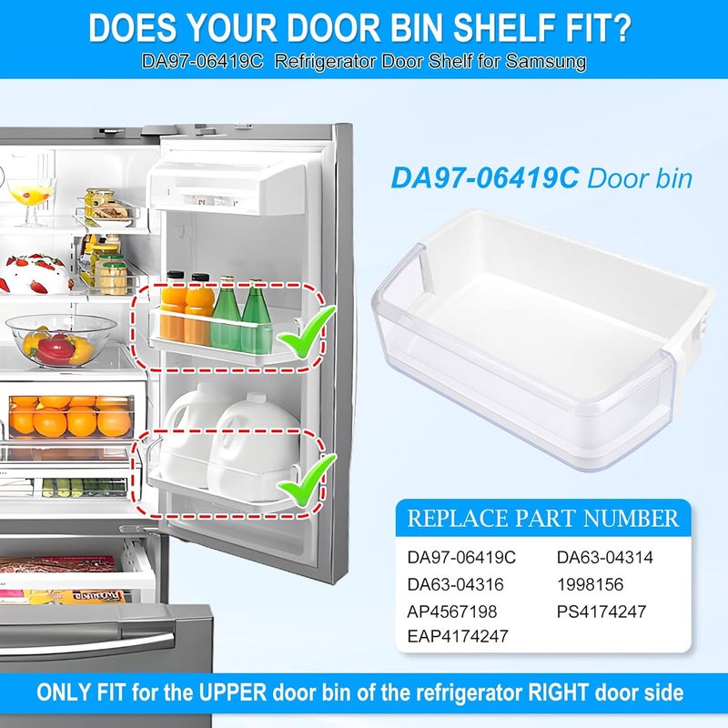 Alvar UPGRADED DA97-06419C Refrigerator Door Shelf Basket Bin Right Compatible with Samsung Refrigerator Door Shelf RFG293HARS RFG297HDRS RFG298HDRS Door Shelf DA63-04314 DA63-04316 AP4567198 Door Shelf Bin - Image 4